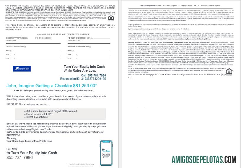 Declaração de empréstimo hipotecário do banco Five Points dos EUA, Nebraska, em formatos Word e PDF, 4 páginas 3 4 modelo